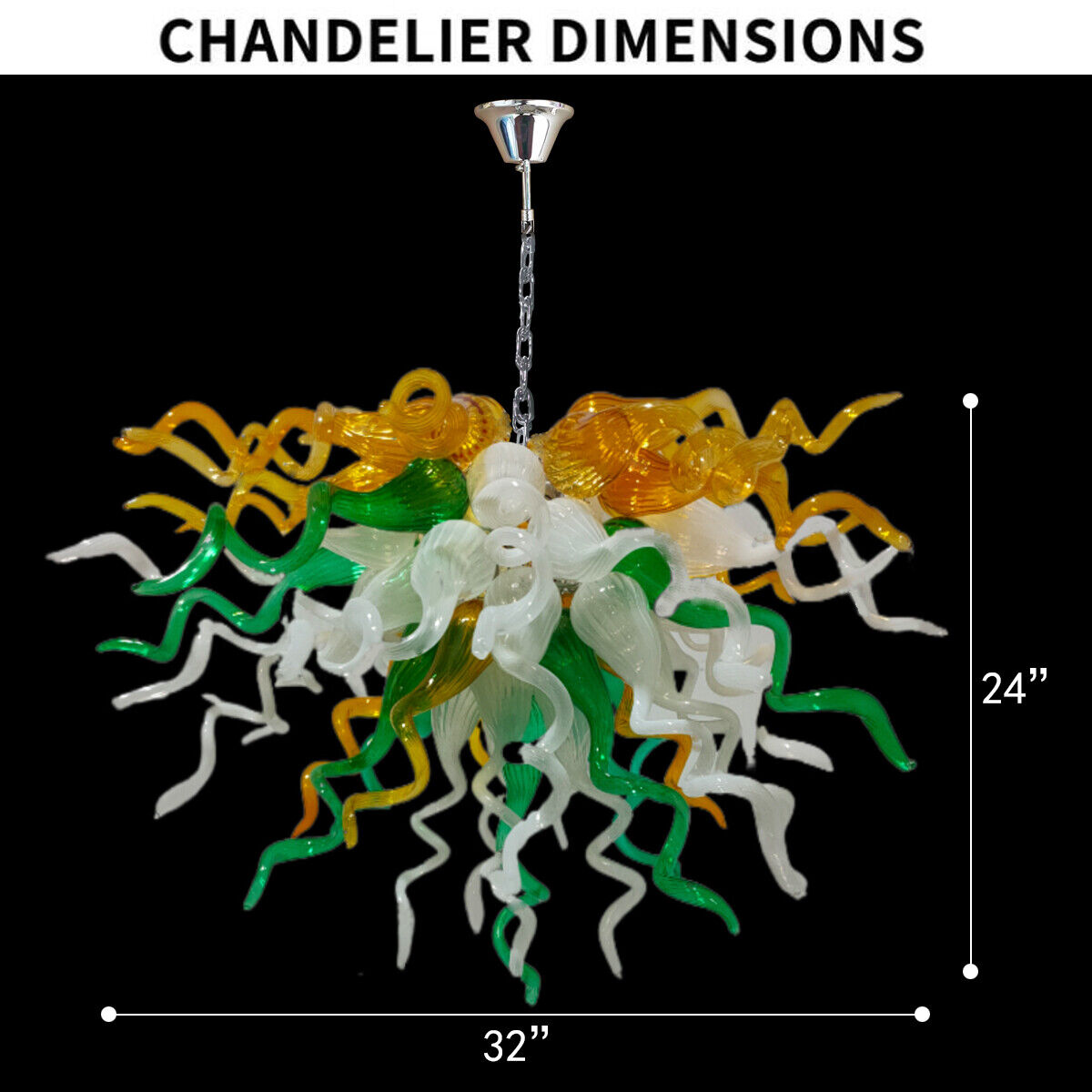 White Multicolor Chandelier Hand Blown Glass LED Lights Creative Room Home Lamps