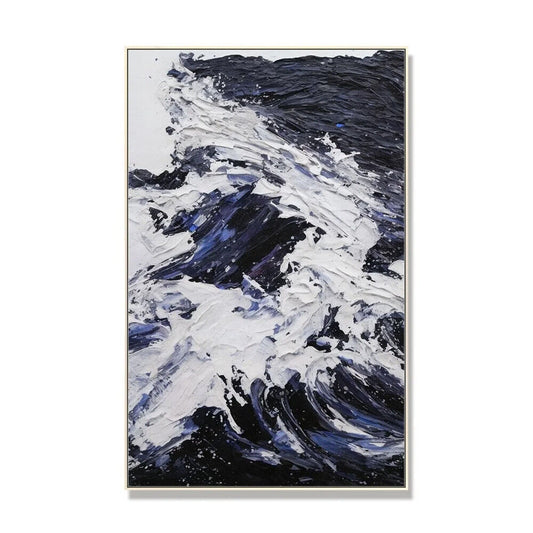 Sea Wave Canvas Oil Painting Handmade Wall Art Thick Texture For Home Bedroom