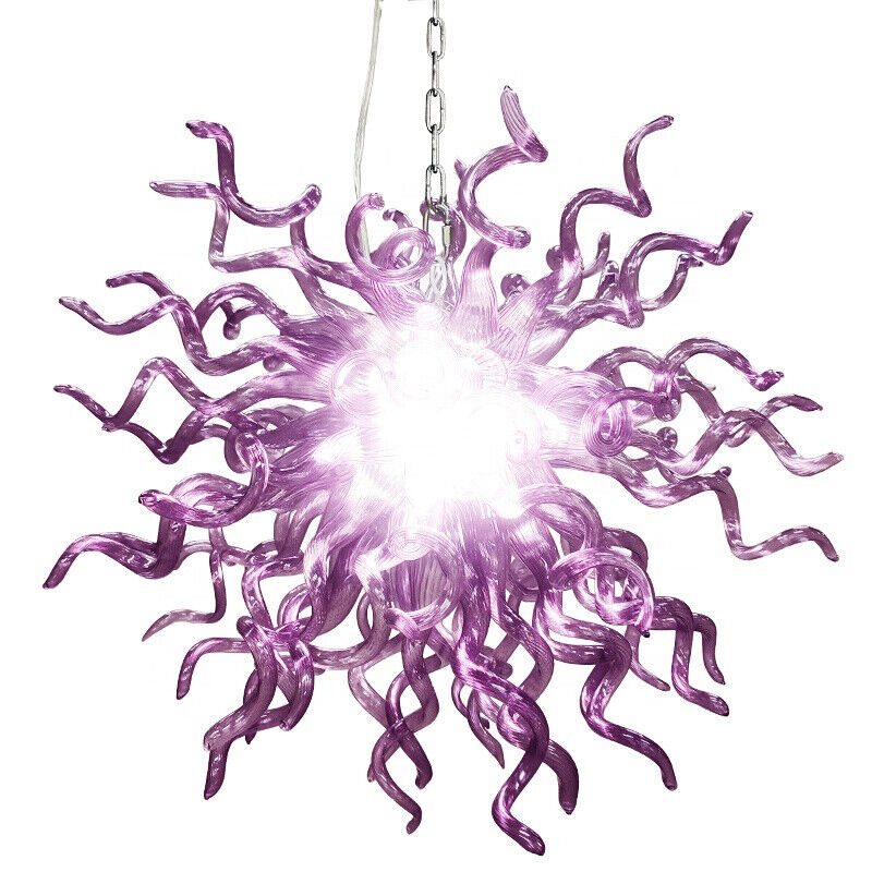 Purple Chandelier Hand Blown Glass Chandelier Decoration For Living Room Light