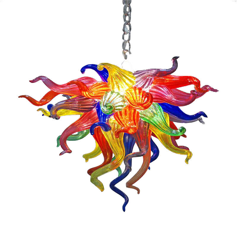 Beautiful Mini Flower Modern Chandelier Multi Color Hand Blown Glass LED Lights