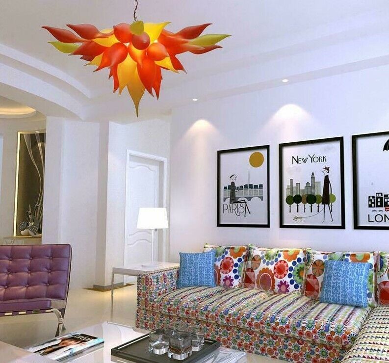 Modern Chandelier LED Lights Mouth Blown Glass Sunset Home Hanging Lamp Fixtures