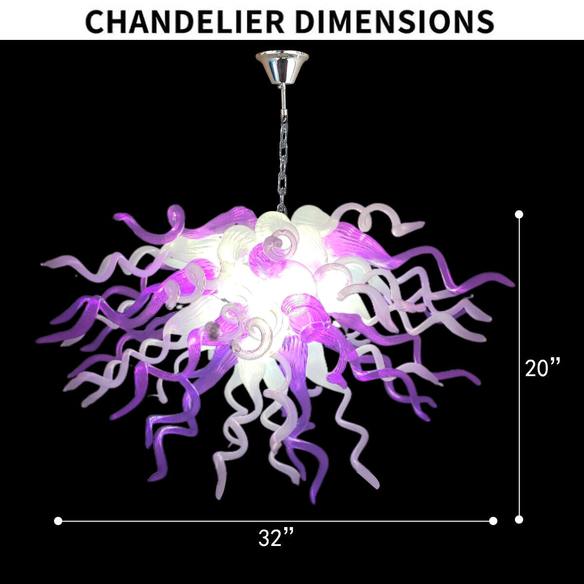 White Multicolor Chandelier Hand Blown Glass LED Lights Creative Room Home Lamps