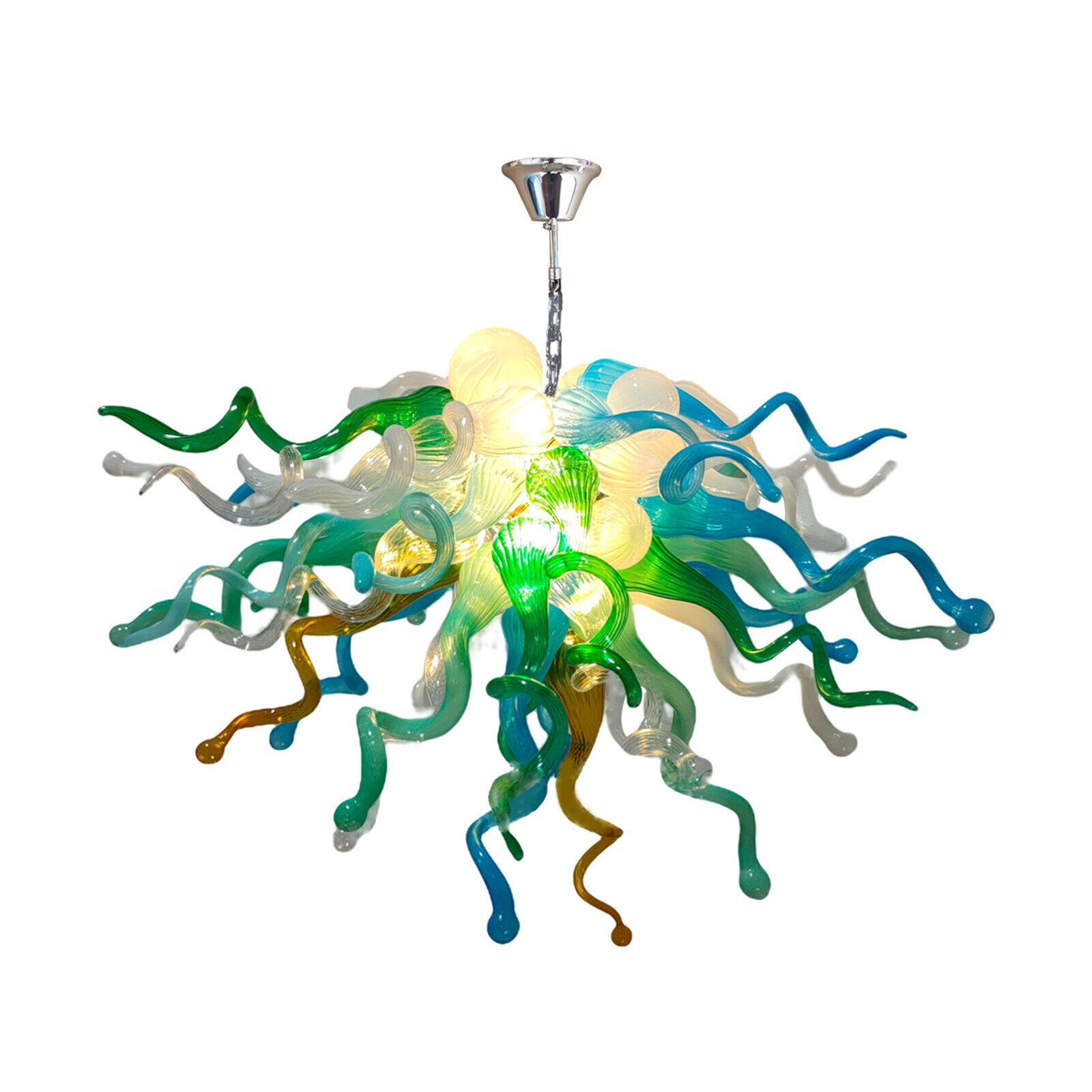 White Multicolor Chandelier Hand Blown Glass LED Lights Creative Room Home Lamps