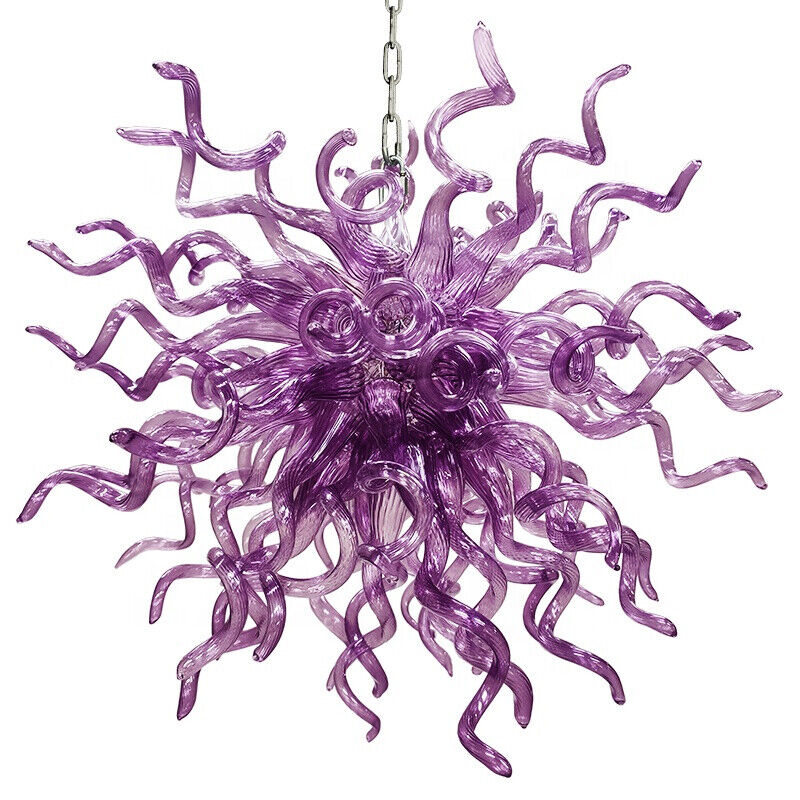 Purple Chandelier Hand Blown Glass Chandelier Decoration For Living Room Light