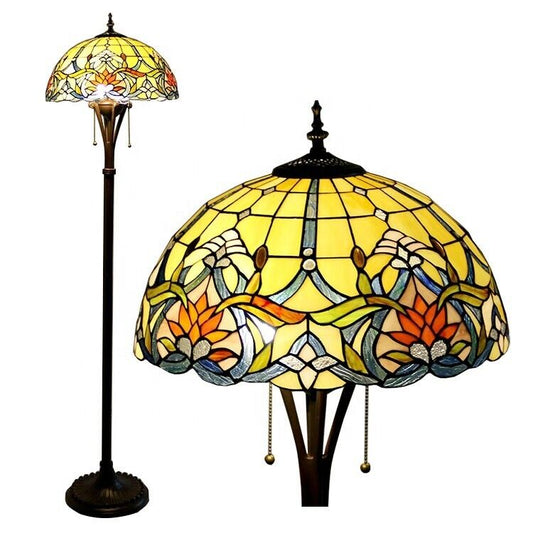 Flower Tiffany Floor Lamp Stained Glass Bedroom Home Mall Decoration LED Light