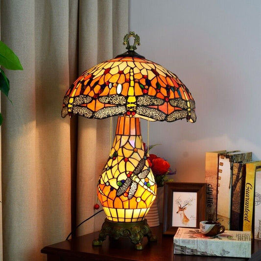 Dragonfly Tiffany Lamp 16 inch Table Night Lights Stained Glass Lovely Creative