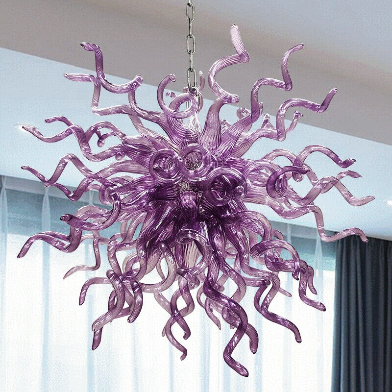 Purple Chandelier Hand Blown Glass Chandelier Decoration For Living Room Light