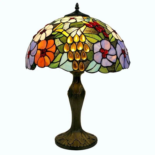 Grape Tiffany Table Lamp Stained Glass Bedroom Home Decoration Handmade Light