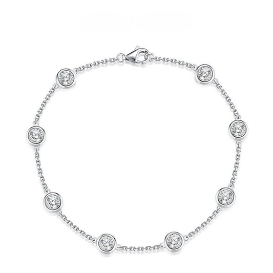 Moissanite Bracelet 4.0 mm Round Cut 925 Sterling Silver D Color VVS For Women