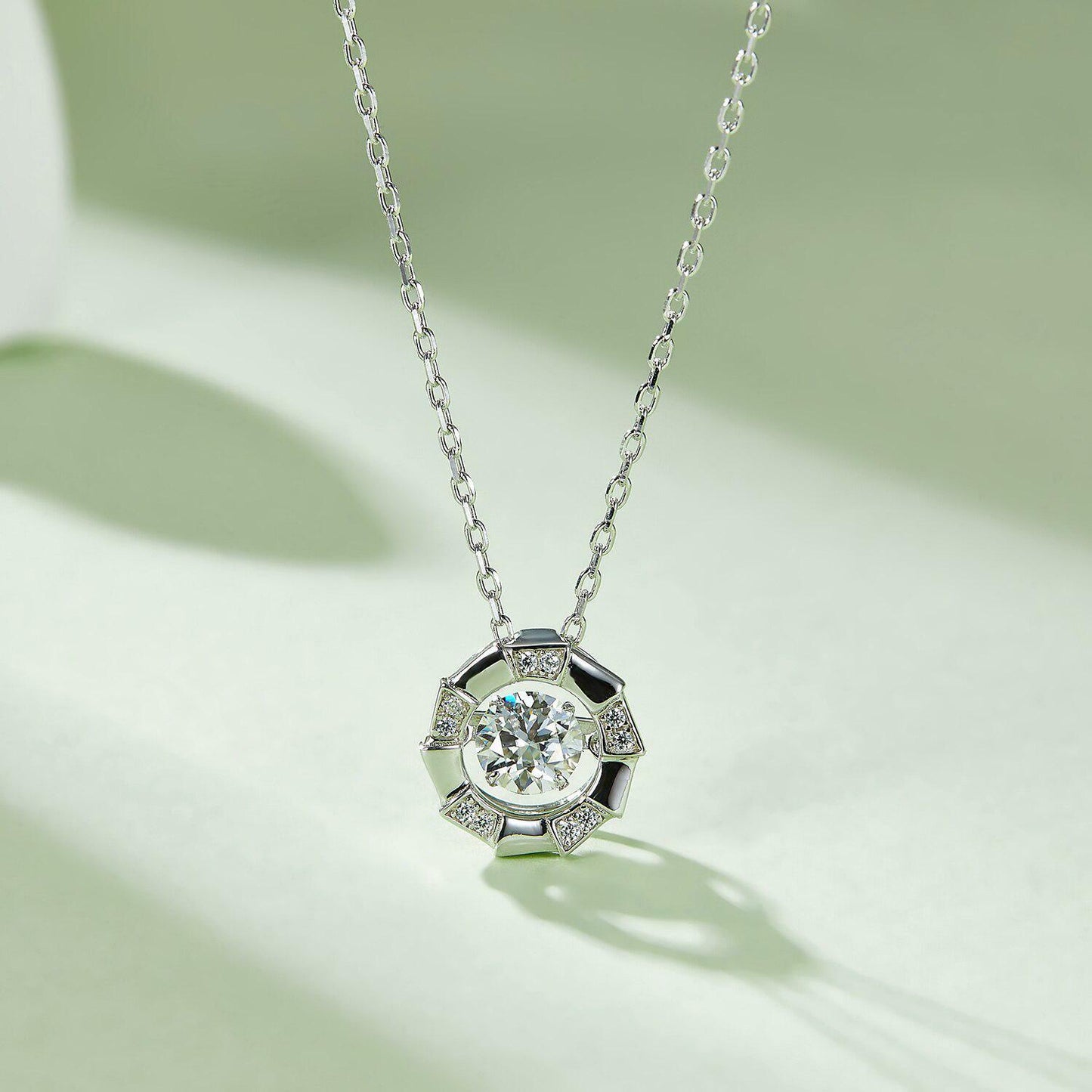 0.5 Ct Round Cut Moissanite Pendant Necklace 925 Sterling Silver D Color Chain