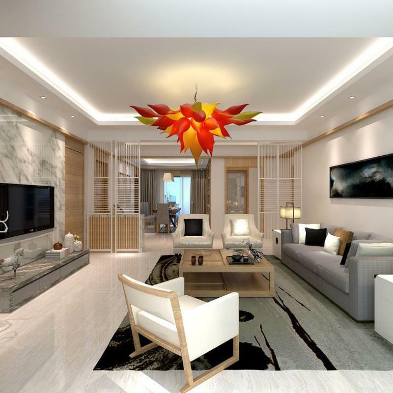 Modern Chandelier LED Lights Mouth Blown Glass Sunset Home Hanging Lamp Fixtures