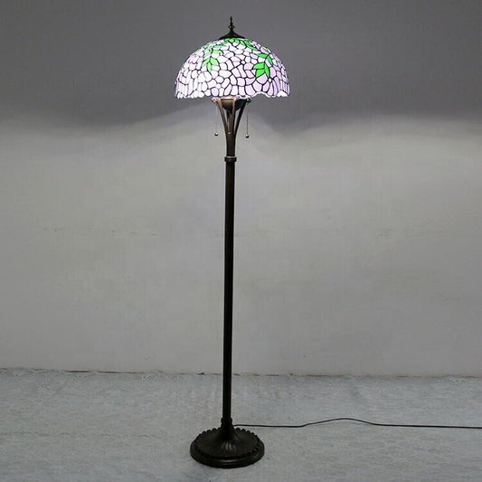 Flower Leaf Tiffany Floor Lamp Stained Glass Bedroom Home Decoration LED Light