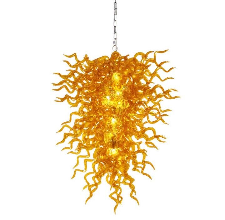 Orange Hand Blown Glass Chandelier Decoration Living Room Hanging Lustre Light