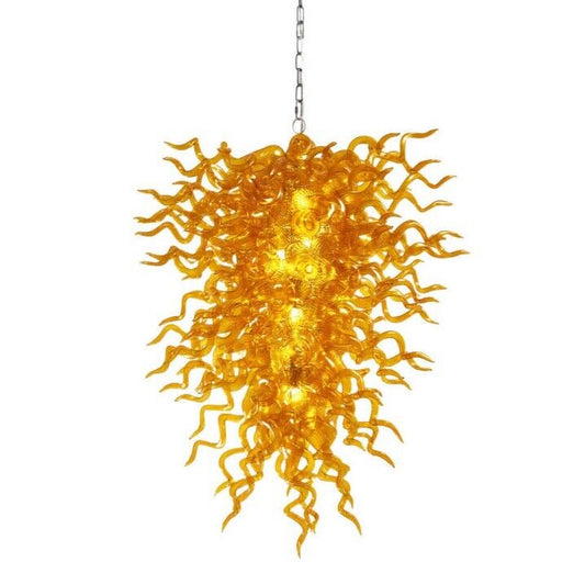 Orange Hand Blown Glass Chandelier Decoration Living Room Hanging Lustre Light