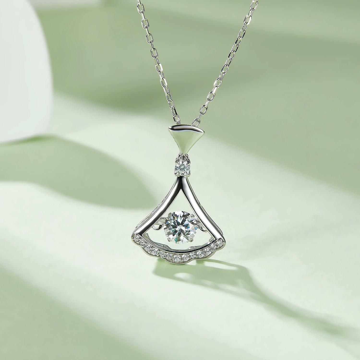 0.5Ct Dancing Dress Moissanite Necklace Pendant 925 Sterling Silver D Color 5mm