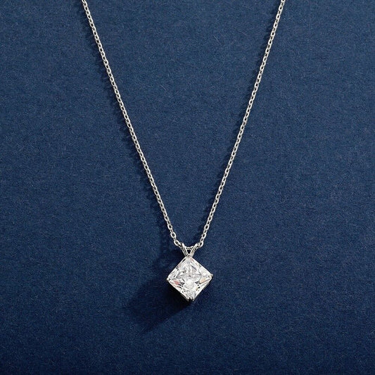 925 Sterling Silver Moissanite Pendant Necklace 1-2ct Cut Jewelry D Color Women