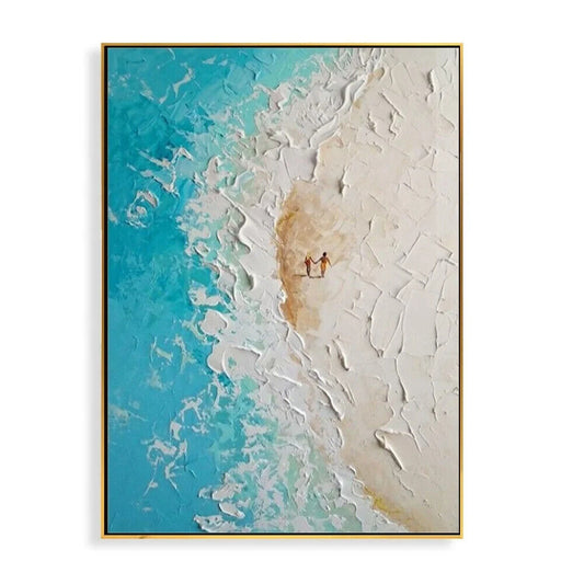 Sea Beach Seascape Canvas Oil Painting Handmade Thick Texture Wall Art Home Room