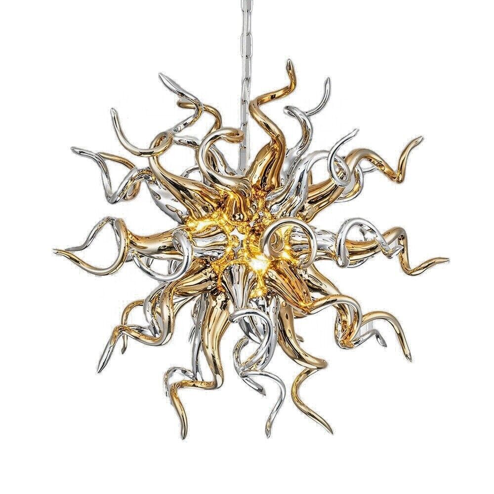 Golden Hand Blown Glass Chandelier Bedroom Decoration For Living Room LED Light