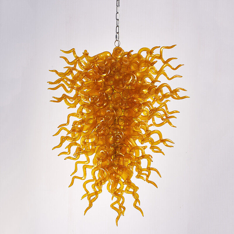 Orange Hand Blown Glass Chandelier Decoration Living Room Hanging Lustre Light