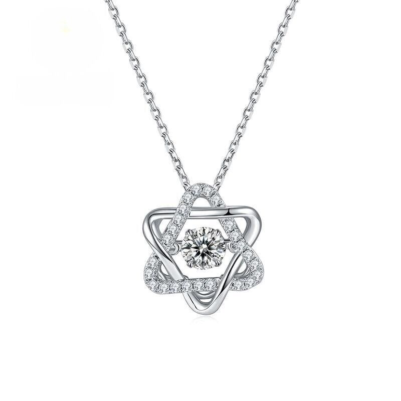 0.5Ct Hexagram Moissanite Necklace Pendant 925 Sterling Silver Round Cut D Color